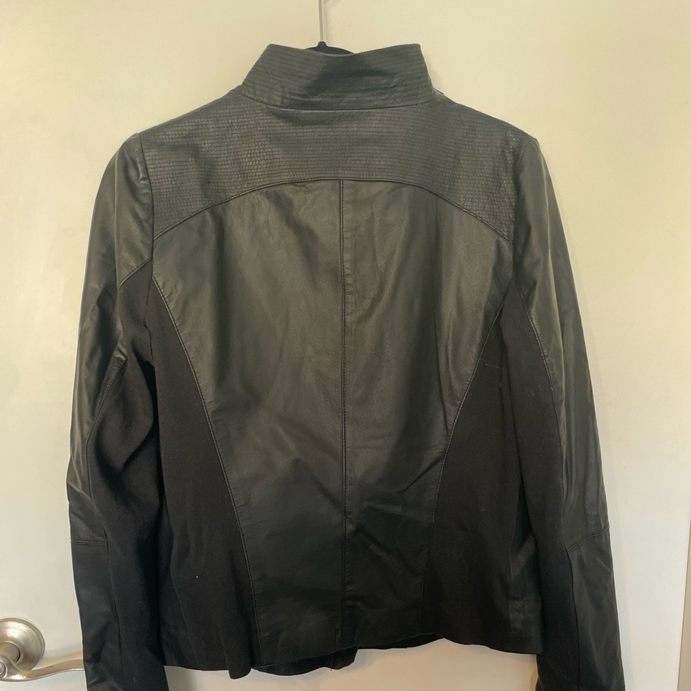 Bagatelle Drape Leather Jacket with Asymmetrical Closure - Picture 5 of 12